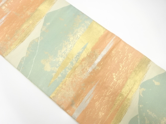 JAPANESE KIMONO / ANTIQUE FUKURO OBI / SILK / WOVEN MOUNTAINS / BY HATTORI ORIMONO